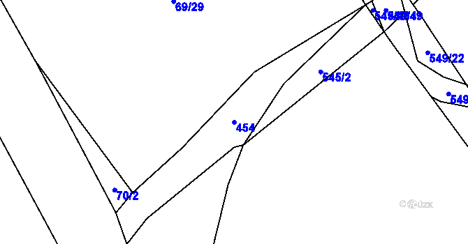 Parcela st. 454 v KÚ Divice, Katastrální mapa