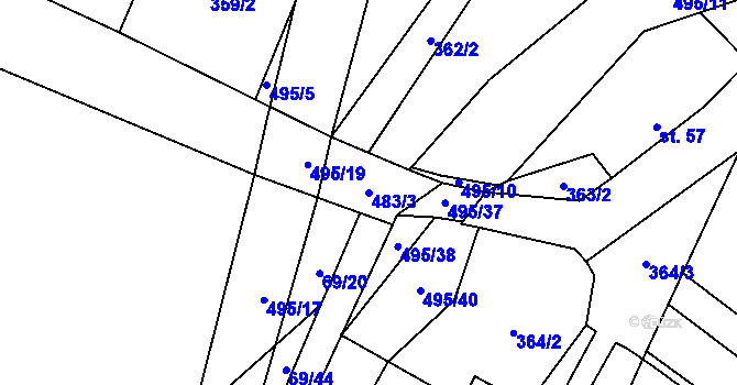 Parcela st. 483/3 v KÚ Divice, Katastrální mapa