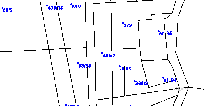 Parcela st. 495/2 v KÚ Divice, Katastrální mapa
