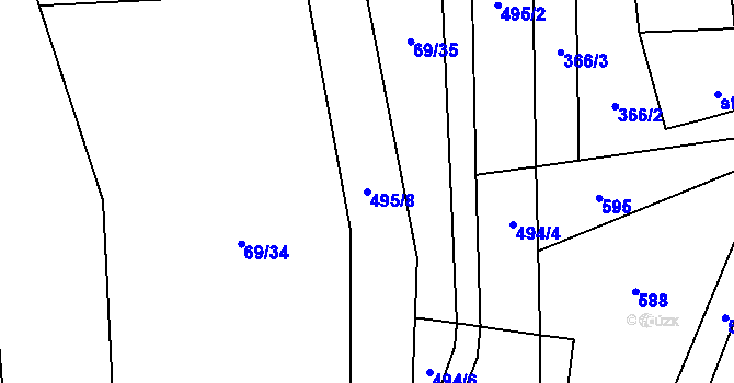 Parcela st. 495/8 v KÚ Divice, Katastrální mapa