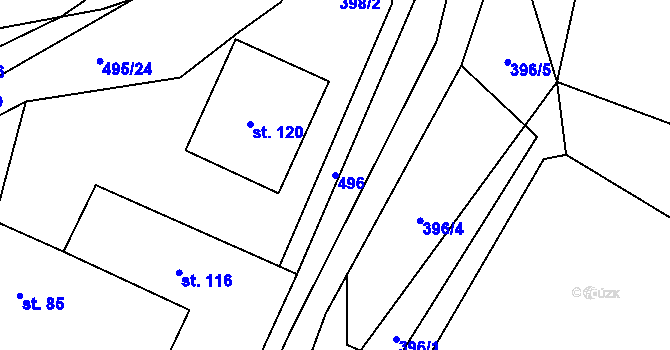 Parcela st. 496 v KÚ Divice, Katastrální mapa