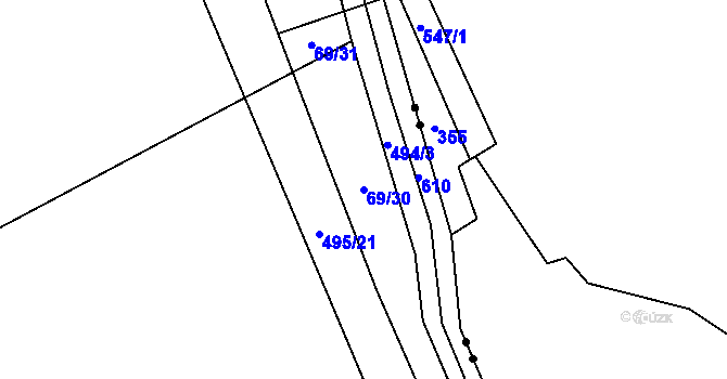 Parcela st. 69/30 v KÚ Divice, Katastrální mapa