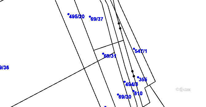 Parcela st. 69/31 v KÚ Divice, Katastrální mapa