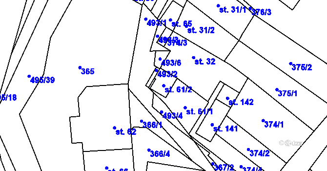 Parcela st. 61/2 v KÚ Divice, Katastrální mapa