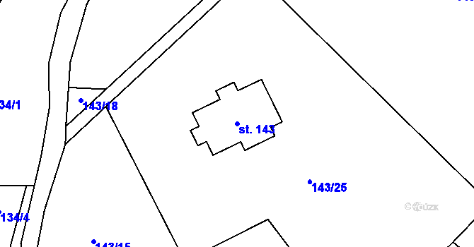 Parcela st. 143 v KÚ Divice, Katastrální mapa