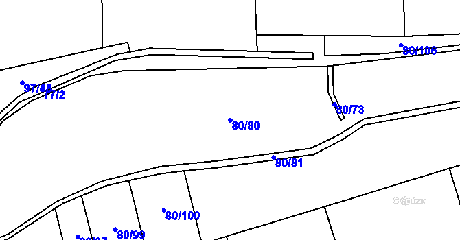 Parcela st. 80/80 v KÚ Divice, Katastrální mapa