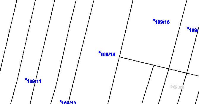 Parcela st. 109/14 v KÚ Divice, Katastrální mapa