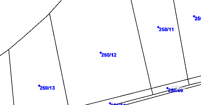 Parcela st. 250/12 v KÚ Divice, Katastrální mapa