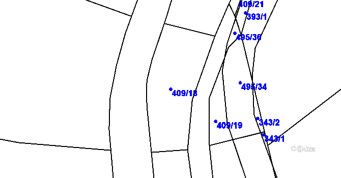 Parcela st. 409/18 v KÚ Divice, Katastrální mapa