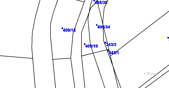 Parcela st. 409/19 v KÚ Divice, Katastrální mapa