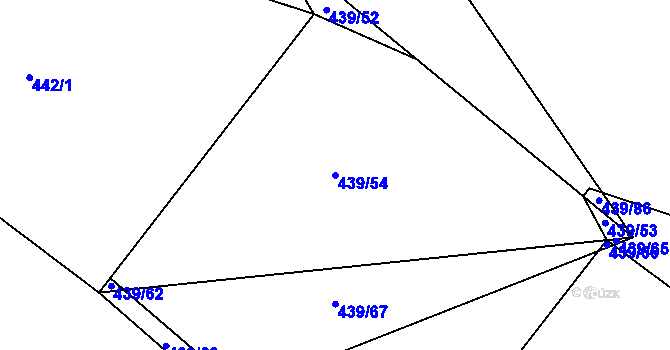 Parcela st. 439/54 v KÚ Divice, Katastrální mapa