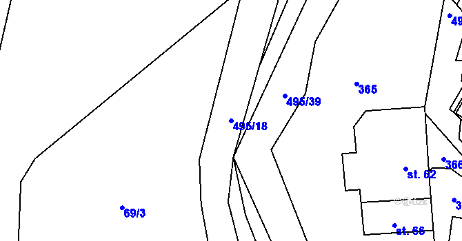 Parcela st. 495/18 v KÚ Divice, Katastrální mapa