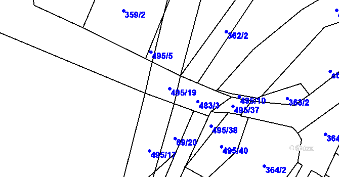 Parcela st. 495/19 v KÚ Divice, Katastrální mapa