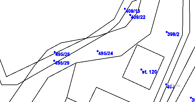 Parcela st. 495/24 v KÚ Divice, Katastrální mapa