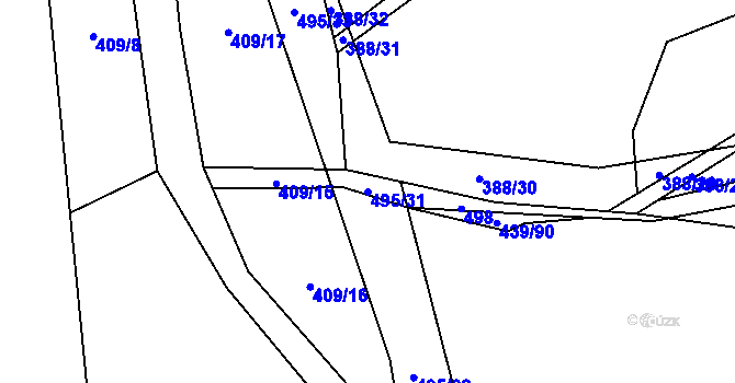 Parcela st. 495/31 v KÚ Divice, Katastrální mapa