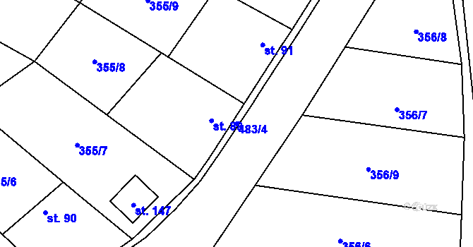 Parcela st. 483/4 v KÚ Divice, Katastrální mapa