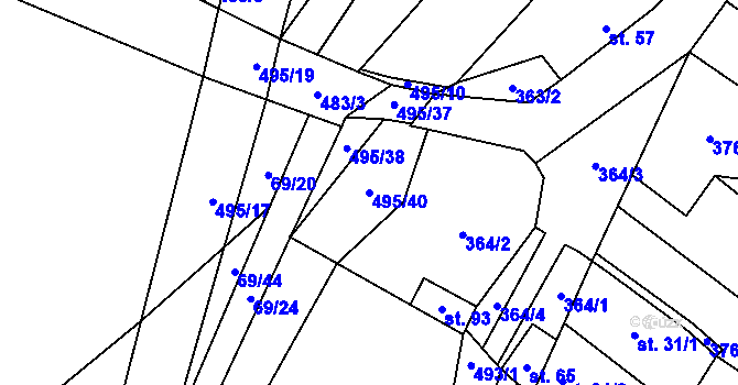 Parcela st. 495/40 v KÚ Divice, Katastrální mapa