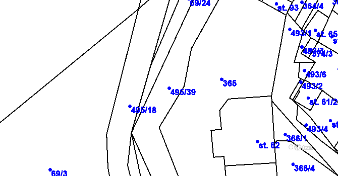 Parcela st. 495/39 v KÚ Divice, Katastrální mapa