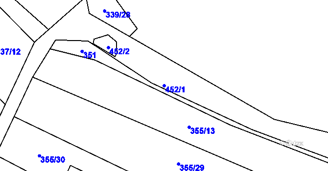 Parcela st. 452/1 v KÚ Divice, Katastrální mapa