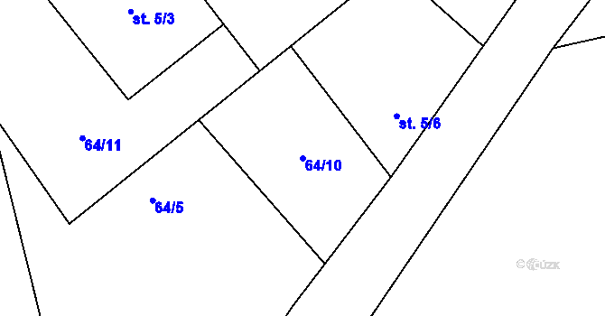 Parcela st. 64/10 v KÚ Divice, Katastrální mapa