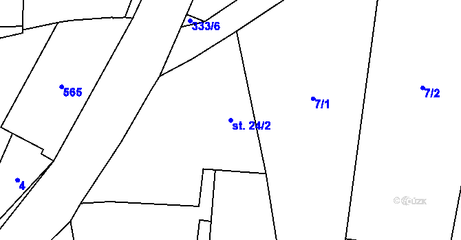 Parcela st. 24/2 v KÚ Vinařice u Loun, Katastrální mapa