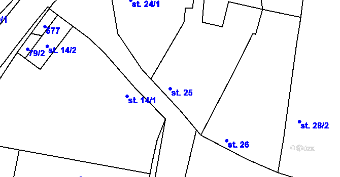 Parcela st. 25 v KÚ Vinařice u Loun, Katastrální mapa