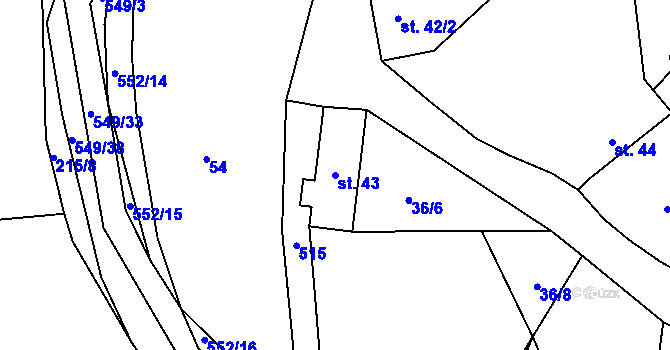 Parcela st. 43 v KÚ Vinařice u Loun, Katastrální mapa