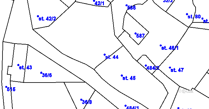 Parcela st. 44 v KÚ Vinařice u Loun, Katastrální mapa