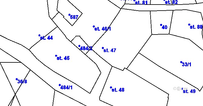 Parcela st. 47 v KÚ Vinařice u Loun, Katastrální mapa