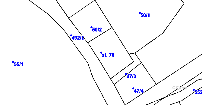 Parcela st. 76 v KÚ Vinařice u Loun, Katastrální mapa