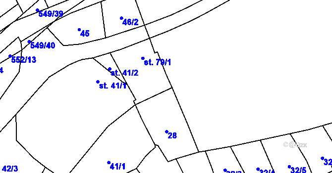Parcela st. 79/1 v KÚ Vinařice u Loun, Katastrální mapa