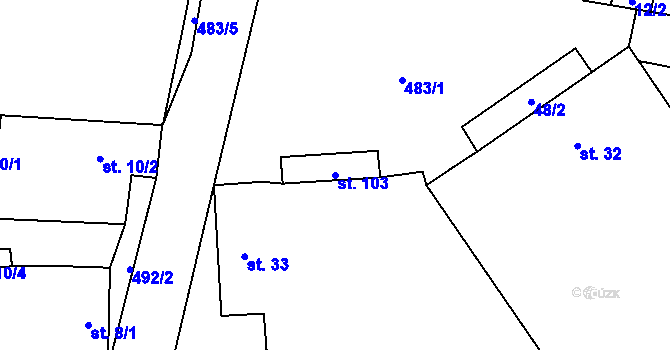 Parcela st. 103 v KÚ Vinařice u Loun, Katastrální mapa