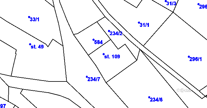 Parcela st. 109 v KÚ Vinařice u Loun, Katastrální mapa