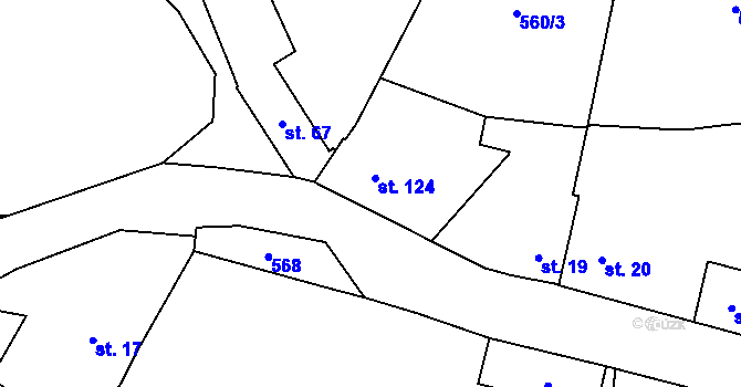 Parcela st. 124 v KÚ Vinařice u Loun, Katastrální mapa