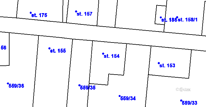 Parcela st. 154 v KÚ Vinařice u Loun, Katastrální mapa