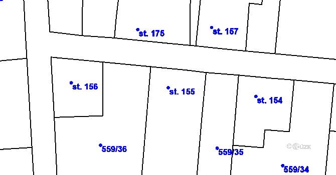 Parcela st. 155 v KÚ Vinařice u Loun, Katastrální mapa
