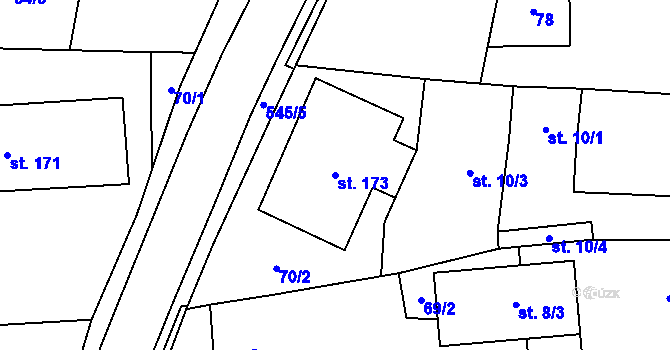Parcela st. 173 v KÚ Vinařice u Loun, Katastrální mapa