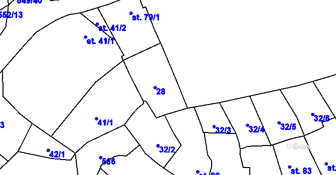 Parcela st. 28 v KÚ Vinařice u Loun, Katastrální mapa