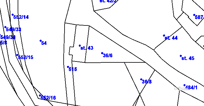 Parcela st. 36/6 v KÚ Vinařice u Loun, Katastrální mapa