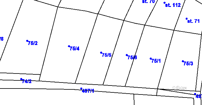 Parcela st. 75/5 v KÚ Vinařice u Loun, Katastrální mapa
