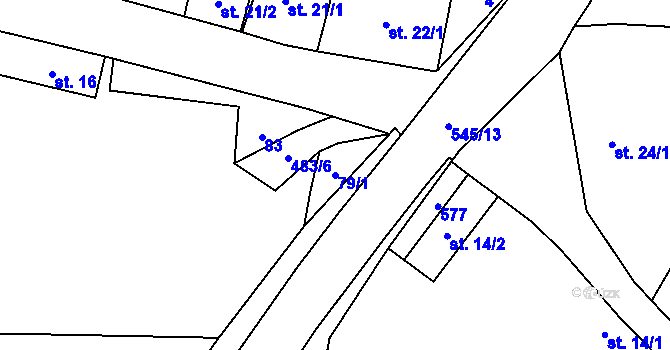 Parcela st. 79/1 v KÚ Vinařice u Loun, Katastrální mapa