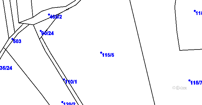 Parcela st. 115/5 v KÚ Vinařice u Loun, Katastrální mapa