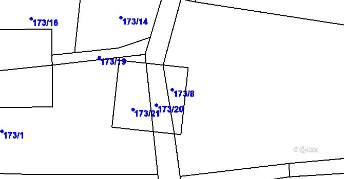 Parcela st. 173/8 v KÚ Vinařice u Loun, Katastrální mapa