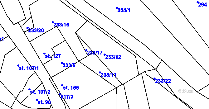 Parcela st. 233/12 v KÚ Vinařice u Loun, Katastrální mapa