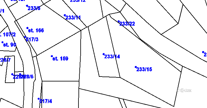 Parcela st. 233/14 v KÚ Vinařice u Loun, Katastrální mapa