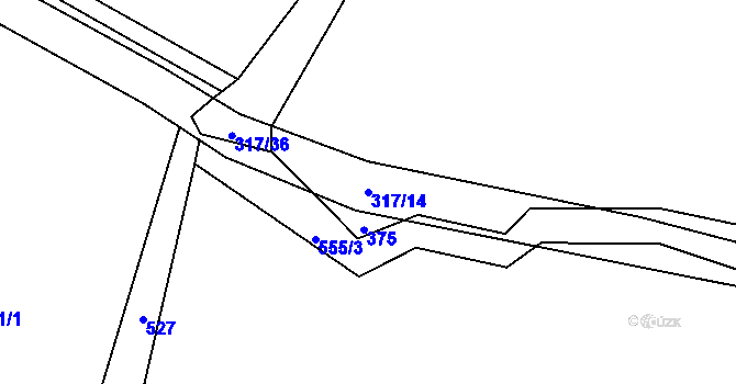 Parcela st. 317/14 v KÚ Vinařice u Loun, Katastrální mapa
