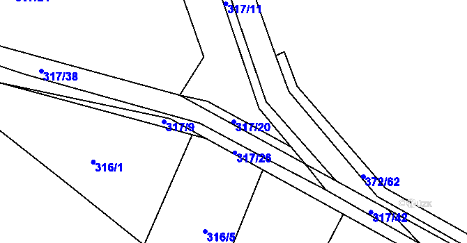 Parcela st. 317/20 v KÚ Vinařice u Loun, Katastrální mapa