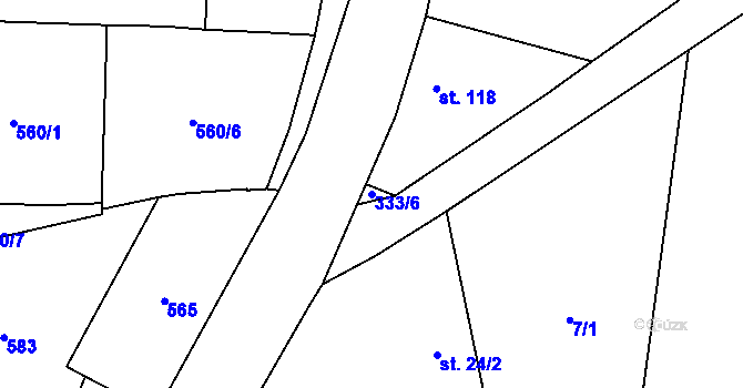 Parcela st. 333/6 v KÚ Vinařice u Loun, Katastrální mapa