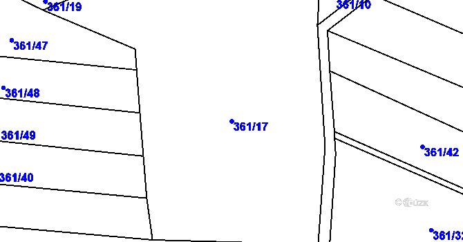 Parcela st. 361/17 v KÚ Vinařice u Loun, Katastrální mapa