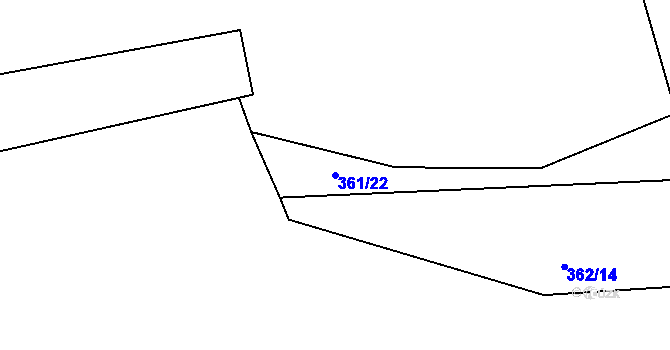 Parcela st. 361/22 v KÚ Vinařice u Loun, Katastrální mapa
